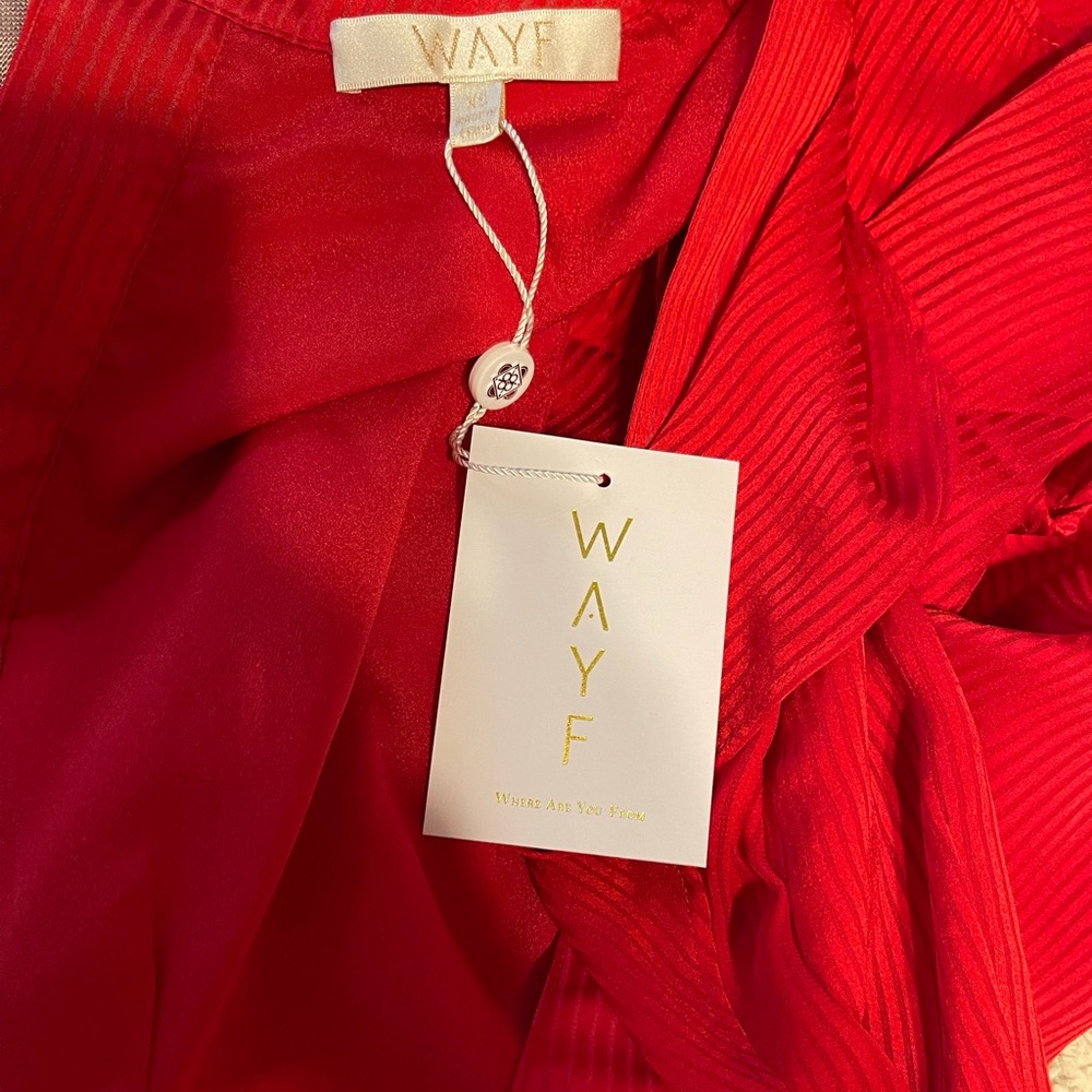WAYF Easton Red Ruffle Surplice Romper - Picture 5 of 7